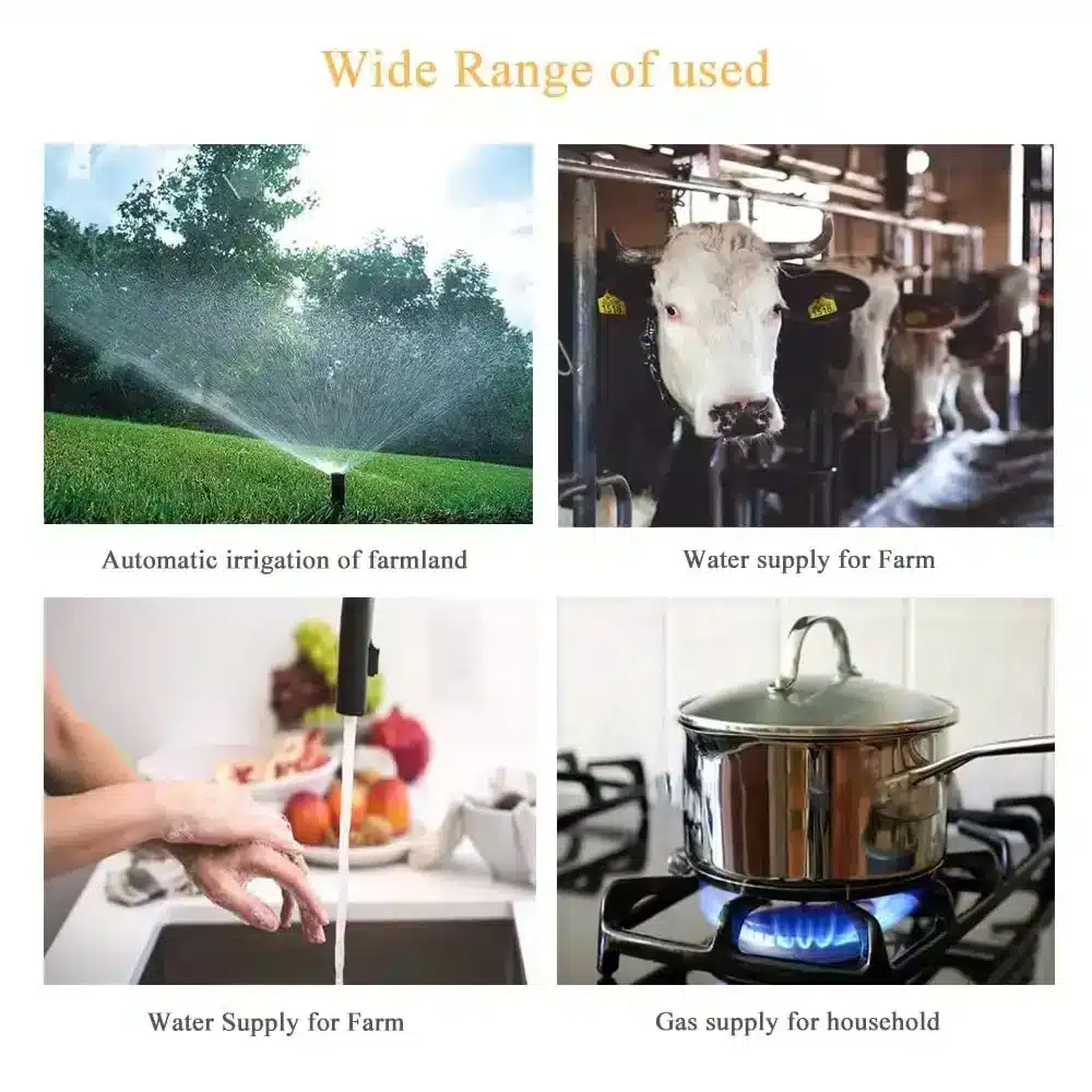 Wi Fi Smart Irrigation Valve Controller for irigation automation 6 Automate your garden or farm watering with this Wi-Fi Smart Irrigation Valve Controller. Remotely open and close manual ball valves using the Smart Life or Tuya Smart app. Set schedules, timers, and create automation scenes for hands-free watering. Perfect for homeowners, farmers, and greenhouse managers, this device is compatible with 1/2”, 3/4”, and 1” lever ball valves. Popular use cases include home garden automation, greenhouse irrigation, and managing water tanks. 🛠️Key Features:: for Smart Irrigation ✅ Wi-Fi Controlled (2.4GHz) – No hub required ✅ Smart Life & Tuya Smart App compatible (Android & iOS) ✅ Daily & Weekly Schedules – Automatically turn water on/off at set times ✅ Countdown Timer – Water for a set duration ✅ Automation Scenes – Water based on time, weather, or sensor triggers ✅ Manual ON/OFF Button – For control without internet ✅ Voice Assistant Support – Works with Alexa, Google Home, Echo ✅ Weather-Resistant (IP65) – Built for outdoor use ✅ Low Power Use – Includes a 12V power adapter ✅ Notification Alerts – Receive updates on valve status ⬇️SCROLL DOWN TO SEE DESCRIPTION⬇️
