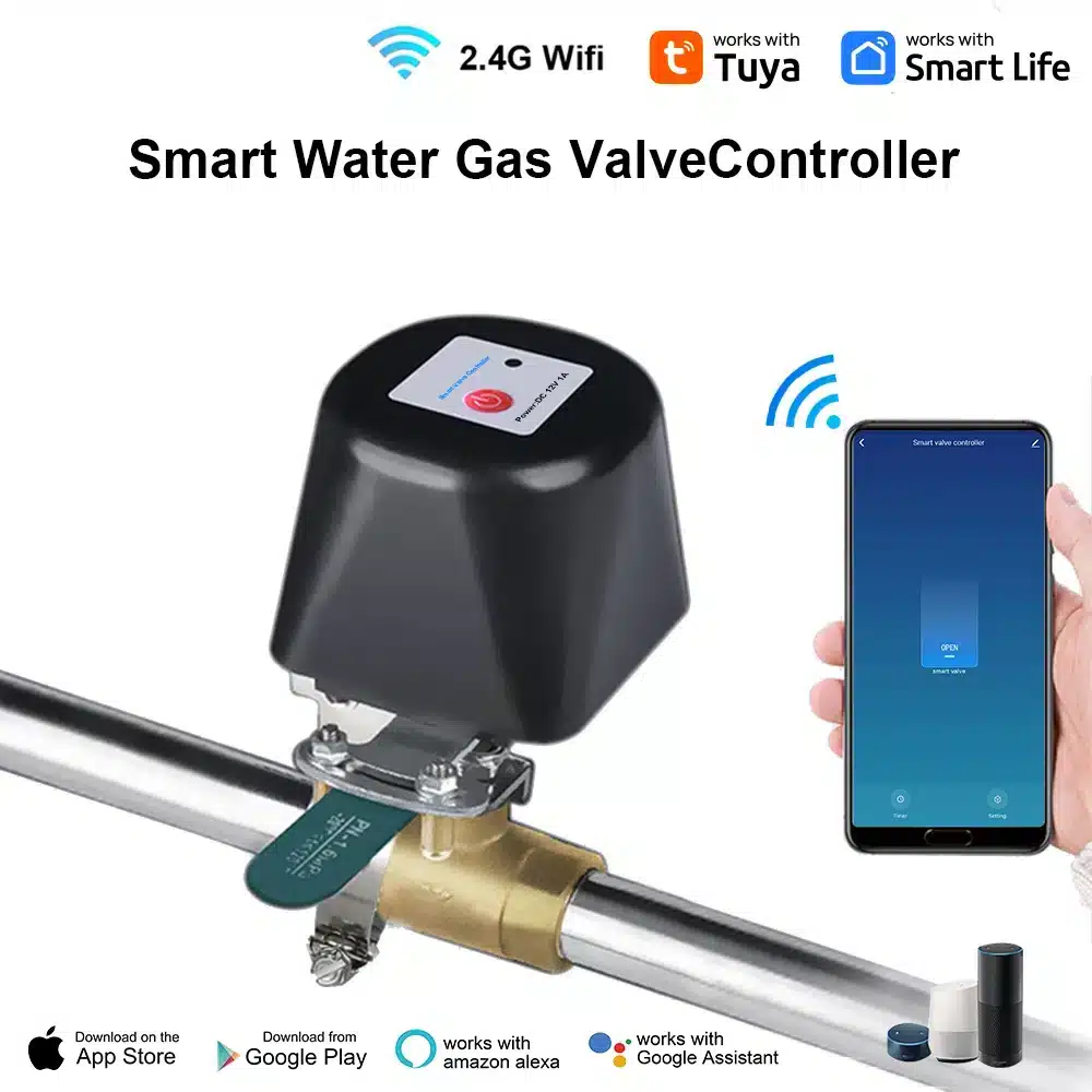 Tuya WiFi Irrigation Valve | Smart Life App | Automate Garden, Smart Farm Watering System | 1/2"-1" Ball Valve | ABS/Aluminum 3 Wi Fi Smart Irrigation Valve Controller for irigation automation 8 Automate your garden or farm watering with this Wi-Fi Smart Irrigation Valve Controller. Remotely open and close manual ball valves using the Smart Life or Tuya Smart app. Set schedules, timers, and create automation scenes for hands-free watering. Perfect for homeowners, farmers, and greenhouse managers, this device is compatible with 1/2โ, 3/4โ, and 1โ lever ball valves. Popular use cases include home garden automation, greenhouse irrigation, and managing water tanks. ๐ ๏ธKey Features:: for Smart Irrigation โ
Wi-Fi Controlled (2.4GHz) โ No hub required โ
Smart Life & Tuya Smart App compatible (Android & iOS) โ
Daily & Weekly Schedules โ Automatically turn water on/off at set times โ
Countdown Timer โ Water for a set duration โ
Automation Scenes โ Water based on time, weather, or sensor triggers โ
Manual ON/OFF Button โ For control without internet โ
Voice Assistant Support โ Works with Alexa, Google Home, Echo โ
Weather-Resistant (IP65) โ Built for outdoor use โ
Low Power Use โ Includes a 12V power adapter โ
Notification Alerts โ Receive updates on valve status โฌ๏ธSCROLL DOWN TO SEE DESCRIPTIONโฌ๏ธ
