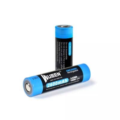 WUBEN 2600mAh 18650 battery powering LED flashlight for outdoor hikes in Nairobi, Kenya.