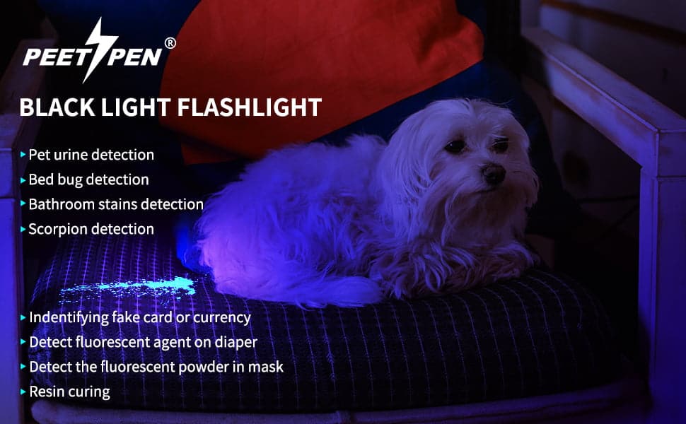 PEETPEN L13 UV Flashlight: 12 LEDs 395nm for Pet Urine, Scorpions, Currency | Rechargeable Aluminium Alloy Torch 2 Buy best most powerful cheapest affordable Jumia Kilimall Jiji 395nm Peetpen L13 UV LED Rechargeable Flashlight for Pets Dog Urine and Stains Detector torch 2 products price in Kenya Lumen Vault Jumia Kilimall This PEETPEN L13 UV flashlight features 12 LEDs emitting 395nm UV light for detecting hidden stains, authenticating documents, and more. Constructed from durable aluminum alloy, it offers 2.5 to 3 hours of runtime on high and 7-8 hours on low. It's also useful for finding scorpions and curing resin, making it a versatile tool for home maintenance and hobbyists. ๐ ๏ธKey Features: โ
Wavelength: 390-395nm
โ
12 UV LEDs
โ
Runtime: 2.5-3 hours (High), 7-8 hours (Low)
โ
Material: Aluminium Alloy
โ
Rechargeable via Micro-USB
โ
Detects pet urine and stains
โ
Authenticates currency and documents
โ
Accelerates resin curing and nail drying
โ
Aids in finding scorpions
โ
Ideal for security checks and mineral identification โฌ๏ธSCROLL DOWN TO SEE DESCRIPTIONโฌ๏ธ