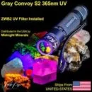 Convoy S2+ 365nm UV flashlight detecting pet urine stains in a home nursery for quick cleanup.