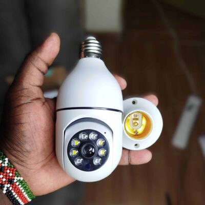 YIOT 5MP PTZ bulb camera with color night vision for baby monitoring in nursery, ensuring clear low-light surveillance.