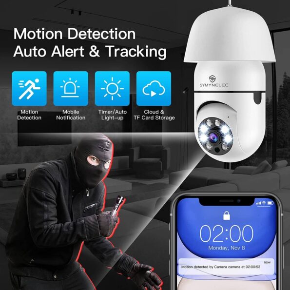 Buy Light Bulb Security Camera, 360 Degree PanTilt Panoramic IP Camera, 2.4GHz WiFi 1080P Smart Home Surveillance Cam with Motion Detection Alarm Night Vision Two Way Talk Kenya ( (7)