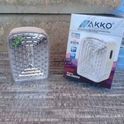 HAKKO HK5860U LED lamp illuminating home during power outage in Nairobi, Kenya, with 86 LEDs for emergency lighting.