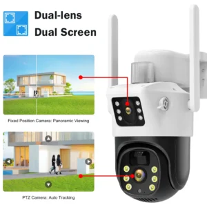 S8e5f796f41424ba088f818061369ed61p This WiFi solar-powered CCTV camera features dual 4MP lenses for comprehensive surveillance, remotely accessible via the V380 Pro app. It offers advanced features like AI human detection, color night vision, and two-way audio, making it ideal for home or business security. It is also suitable for monitoring remote properties like farms or construction sites. 🛠️Key Features: ✅ Dual 4MP lenses for superior imaging ✅ WiFi connectivity for remote access via V380 Pro App ✅ Full-color and infrared night vision up to 20 meters ✅ 355° horizontal and 90° vertical PTZ rotation ✅ PIR motion detection with tracking and audio alarm ✅ IP66 waterproof rating for outdoor durability ✅ Two-way audio communication ✅ Supports SD card (up to 128GB) and cloud storage ✅ 10000mAh rechargeable battery with 24-28 hours standby ✅ Powered by a free solar panel ⬇️SCROLL DOWN TO SEE DESCRIPTION⬇️