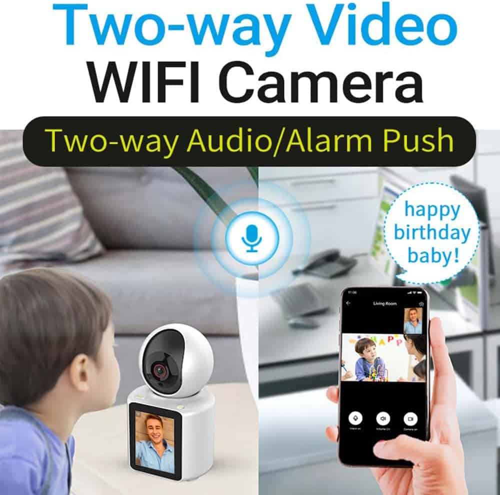 Wifi Nanny Camera With Screen | 1080p HD Two-Way Video & Audio | Baby/Pet Monitor | V380 App | Night Vision 5 61ZcYsB4XjL. AC SL1000 Stay connected with loved ones using this advanced two-way video and audio smart camera. Featuring 1080p HD resolution and a 2.8-inch IPS screen, it offers seamless monitoring for babies, pets, and home security. Control it remotely via the V380 app, making it ideal for baby monitoring, elderly care, and pet supervision. ๐ ๏ธKey Features: โ
1080p HD Resolution โ Crisp video quality with a 2MP sensor. โ
360ยฐ Rotation โ Remotely pan up to 355ยฐ horizontally and tilt 90ยฐ vertically. โ
Two-Way Video and Audio Calling โ Communicate via phone and camera screen. โ
2.8-inch IPS Screen โ Easy interaction for children or elderly users. โ
Night Vision Support โ Clear vision in darkness with infrared LEDs. โ
Motion Detection Alerts โ Receive notifications when movement is detected. โ
Cloud + TF Card Storage โ Flexible options for saving video footage. โ
WiFi Connectivity (2.4GHz) โ Easy setup with your home network. โ
Power Supply: 5V USB โ Versatile power options, including power banks. โ
One-Click Calling โ Simple way for home users to initiate calls. โฌ๏ธSCROLL DOWN TO SEE DESCRIPTIONโฌ๏ธ