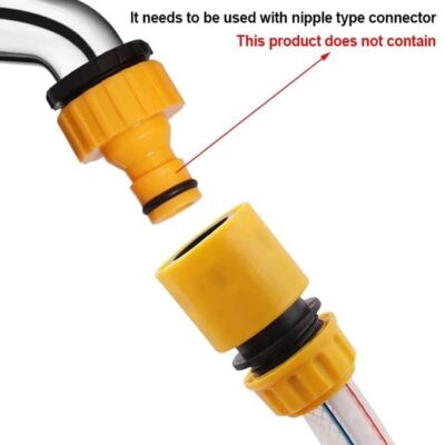 Durable ABS hose adapter for secure garden irrigation, watering plants in backyard settings.