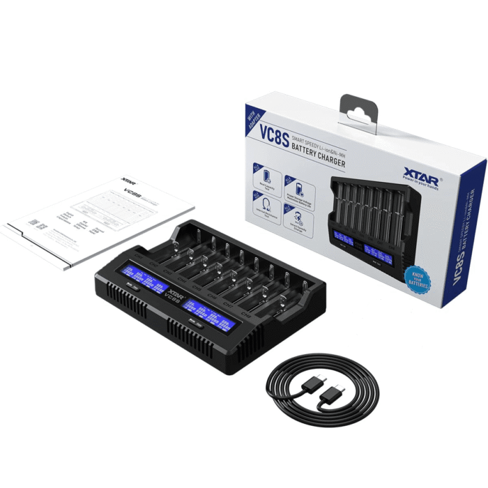 XTAR VC8S charger with 8 slots for 18650 batteries, fast charging flashlight power in Nairobi.