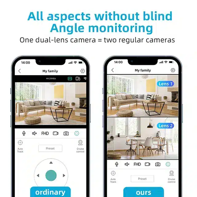 Wifi Dual Lens baby monitor baby monitor nanny CCTV Camera with Human Detection survaillance camera for home 2 Monitor your home effectively with this 6MP dual-lens Wi-Fi CCTV camera, viewable from anywhere via the iCsee app. It offers two-way audio, night vision, and motion tracking, making it ideal for baby monitoring, pet care, or home security. This camera supports up to 128GB micro SD cards or cloud storage for your footage.
🛠️Key Features: ✅ Features dual lenses for monitoring two sides simultaneously.
✅ Offers split-screen footage viewable on your smartphone.
✅ Remote control of camera rotation from anywhere globally.
✅ Automatic motion tracking to follow moving subjects.
✅ Integrated microphone and speaker for two-way audio communication.
✅ Supports micro SD card (up to 128GB) and cloud storage options.
✅ Provides clear night vision with infrared and white lights.
✅ Captures footage in color or black and white.
✅ Allows connection to more than 5 phones for shared access. ⬇️SCROLL DOWN TO SEE DESCRIPTION⬇️