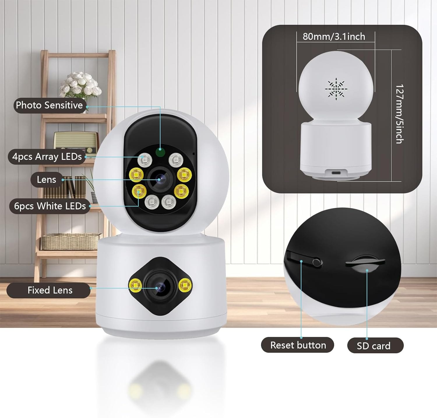 Wifi Dual Lens baby monitor baby monitor nanny CCTV Camera with Human Detection survaillance camera for home 3 Monitor your home effectively with this 6MP dual-lens Wi-Fi CCTV camera, viewable from anywhere via the iCsee app. It offers two-way audio, night vision, and motion tracking, making it ideal for baby monitoring, pet care, or home security. This camera supports up to 128GB micro SD cards or cloud storage for your footage.
🛠️Key Features: ✅ Features dual lenses for monitoring two sides simultaneously.
✅ Offers split-screen footage viewable on your smartphone.
✅ Remote control of camera rotation from anywhere globally.
✅ Automatic motion tracking to follow moving subjects.
✅ Integrated microphone and speaker for two-way audio communication.
✅ Supports micro SD card (up to 128GB) and cloud storage options.
✅ Provides clear night vision with infrared and white lights.
✅ Captures footage in color or black and white.
✅ Allows connection to more than 5 phones for shared access. ⬇️SCROLL DOWN TO SEE DESCRIPTION⬇️