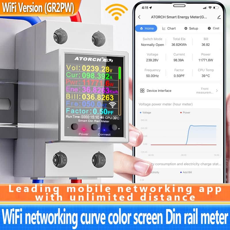 Atorch GR2PWS WiFi Smart Energy Meter Tuya Smartlife APP 100A 3600W 35 The Tuya/Smart Life Smart Energy Meter GR2PWS offers advanced control over your electricity consumption. Monitor real-time usage, track costs, and set automatic power-off thresholds via the Tuya or Smart Life app. This device is ideal for managing energy in rental properties or for optimizing household efficiency, with features like emergency power cut-off for appliance protection. It's perfect for smart home integration, energy bill monitoring, and appliance safety, commonly used in homes and rental units. 🛠️Key Features::: ✅ Real-time monitoring of voltage, current, and power usage. ✅ Historical energy data with daily, weekly, and yearly graphs. ✅ Emergency power cut-off during voltage fluctuations for appliance safety. ✅ Customizable over-voltage and under-voltage safety limits. ✅ Power cost tracking with user-set price per kWh. ✅ Automatic power-off when a set kWh threshold is reached. ✅ Scheduling and timer functions for automatic power control. ✅ Operates reliably in temperatures from -20°C to +60°C. ✅ Connects via 2.4G WiFi for remote app access. ⬇️SCROLL DOWN TO SEE DESCRIPTION⬇️