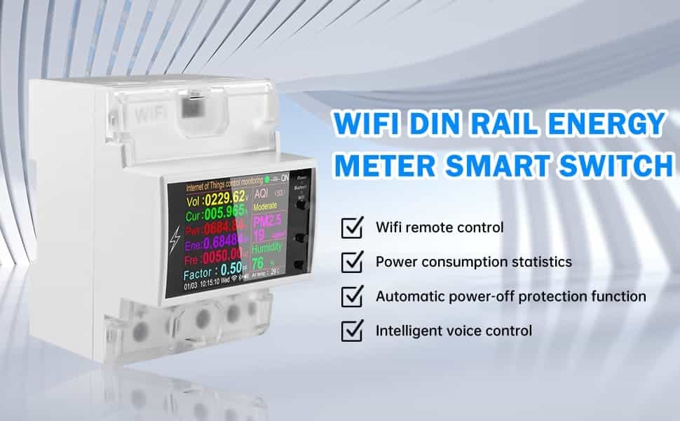 e7425608 213c 423c 9e52 e5b073e8f419. CR00970600 PT0 SX970 V1 Monitor and control your electricity usage with the Atorch AT4PW WiFi Smart Energy Meter. This DIN rail mountable device offers real-time tracking of voltage, current, and power consumption up to 26,500W (100A), with remote control via the Smart Life app. It's ideal for smart home automation, energy budgeting, and protecting appliances with overload protection, perfect for homes, businesses, and rental units.
🛠️Key Features: ✅ Real-time monitoring of voltage, current, frequency, power, and energy consumed (kWh).
✅ Remote ON/OFF control of connected loads via WiFi using the Smart Life/Tuya app.
✅ Daily, monthly, and historical energy usage reports for budgeting and cost tracking.
✅ Programmable timers, countdowns, and recurring schedules for automated control.
✅ Built-in overload protection with custom thresholds for voltage, current, and power.
✅ Automatic disconnection of load when limits are exceeded, with beep alarms and display warnings.
✅ Bright 2.4-inch HD LCD color screen displaying system status, date, time, frequency, and power factor.
✅ Standard 35mm DIN rail mounting for secure and professional installation.
✅ Compatible with 2.4GHz WiFi networks only.
✅ Low power consumption of less than 0.3W. ⬇️SCROLL DOWN TO SEE DESCRIPTION⬇️