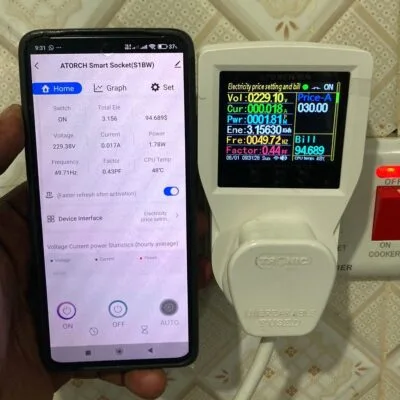 Atorch S1 Smart WiFi Energy Meter Plug, 16A 3680W. Monitor usage, control remotely & save power in Nairobi, Kenya.