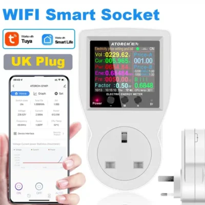 Atorch S1 Tuya Smart WiFi Energy Meter Plug (16A, 3680W) for real-time power monitoring & remote control in Nairobi, Kenya.