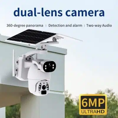 UBOX Solar-powered Dual-lens Camera 360-degree Panorama | Detection and Alarm | Two-way Audio 6MP ultra HD Solar Camera