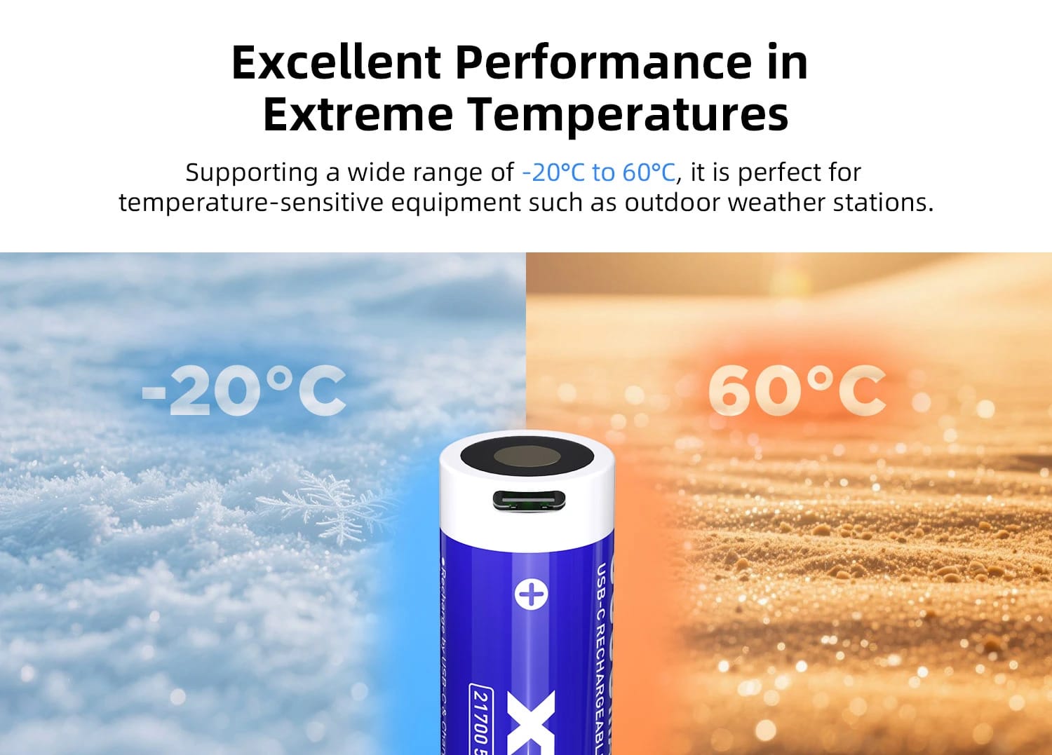 XTAR 21700 5000mAh Flat-Top Battery – USB-C Input, Ideal for Flashlights e.t.c 7 XTAR 21700 5000mAh Flat Top Battery – USB C Input Ideal for Flashlights e.t.c 5 The XTAR 21700 5000mAh USB‑C Li‑ion Battery (Flat Top) is a high-capacity, high-performance battery designed for flashlights, EDC gear, and outdoor devices. Its flat-top design ensures wide compatibility with popular brands like Ledlenser, Olight, Fenix, and Nitecore. With a built-in Type-C USB input for fast and convenient charging, plus a battery level indicator, you always know how much power is left. Supporting up to 10A continuous discharge and ~800 recharge cycles, it delivers reliable power wherever you go. Perfect for daily use, outdoor adventures, or emergency backup.