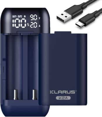 KLARUS K2A Smart Battery Charger and Power Supply 2 in 1, LED Display Smart Charger for Rechargeable Batteries, Universal Battery Charger for 21700 20700 ，Only for KLARUS 18650 (2 Slots) (6)