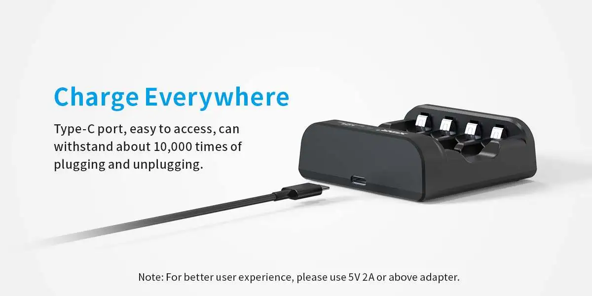 XTAR LC4 4 Slot USB C Charger for 1.5V Lithium ion AAAAA Batteries 12 ⚠ This charger does NOT support the following batteries: