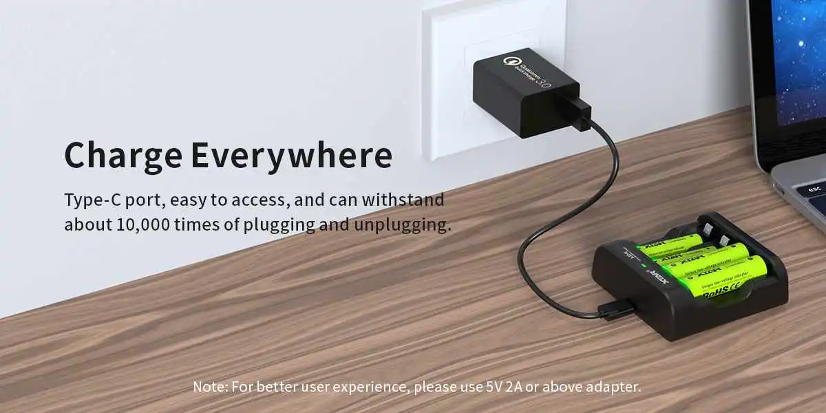 XTAR LC4 4 Slot USB C Charger for 1.5V Lithium ion AAAAA Batteries 13 ⚠ This charger does NOT support the following batteries: