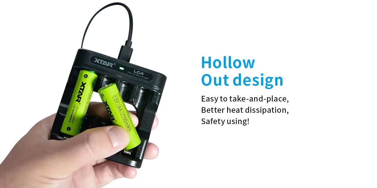 XTAR LC4 4 Slot USB C Charger for 1.5V Lithium ion AAAAA Batteries 14 ⚠ This charger does NOT support the following batteries: