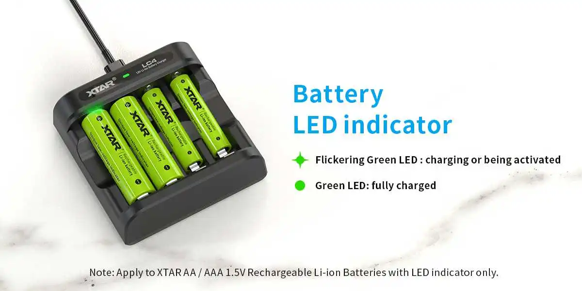 XTAR LC4 4 Slot USB C Charger for 1.5V Lithium ion AAAAA Batteries 15 ⚠ This charger does NOT support the following batteries: