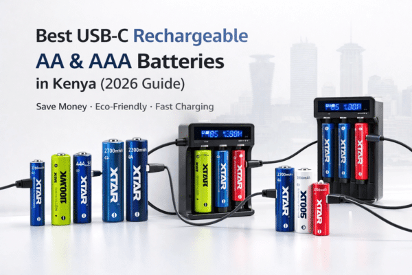 Best USB C Rechargeable AA AAA Batteries in Kenya 2026 Guide Stop buying disposable batteries. USB-C rechargeable lithium batteries let you charge AA and AAA cells directly with any USB-C cable phone charger, power bank, laptop, or solar power bank. Perfect for church wireless microphones, computer peripherals, toys, and emergency kits. Experience constant 1.5V output, 1200+ recharge cycles, and built-in LED battery indicators.