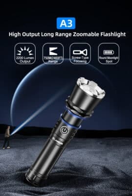 Klarus A3 Rechargeable Zoom Torch – 2200 Lumens