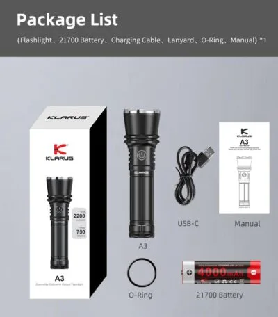 Klarus A3 2200 Lumens Rechargeable Zoom Flashlight Tactical LED Torch 13 Newest Products Best Selling On Sale​ Advice From Health Experts