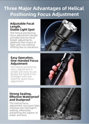Klarus A3 Rechargeable Zoom Torch – 2200 Lumens