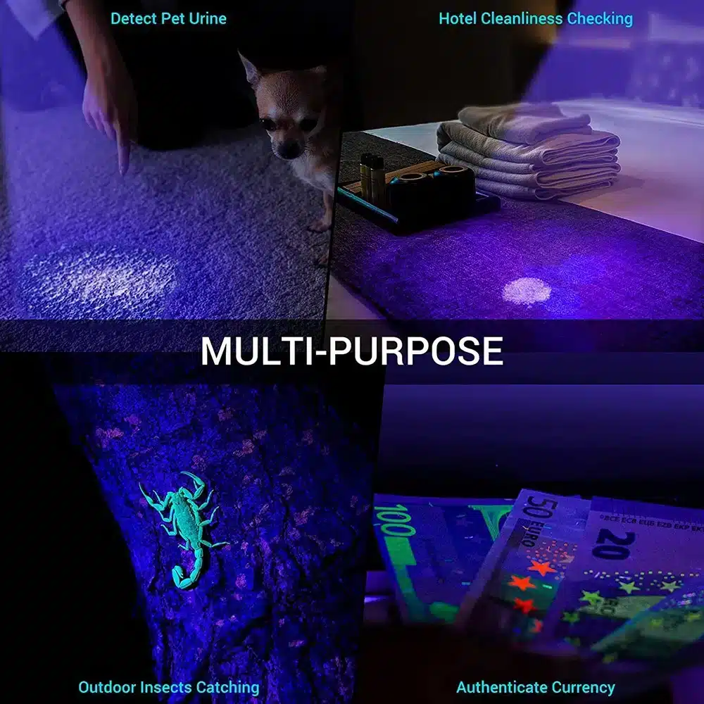 Superfire vZ16 UV Flashlight 365nm for Leak Detection, Pet Stains, Currency Checking & Inspection, snake 2 S4d83a9d259764092b22cde84c824035aE The Superfire Z16 UV Flashlight 365nm is a genuine 365nm UV torch made for users who want better performance than ordinary 395nm UV lights. It gives off a cleaner, stronger UV beam that helps reveal things you cannot easily see under normal light. This makes it useful for checking stains, leaks, security markings, gemstones, and many other inspection jobs at home, in business, or in the workshop.