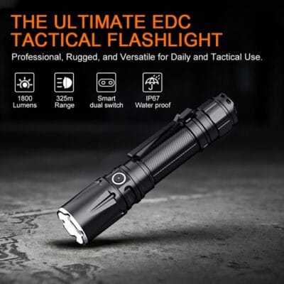 SUPERFIRE TL01-X Tactical Flashlight 1800 Lumens 325M Range 3350mAh Battery USB-C Rechargeable (5)