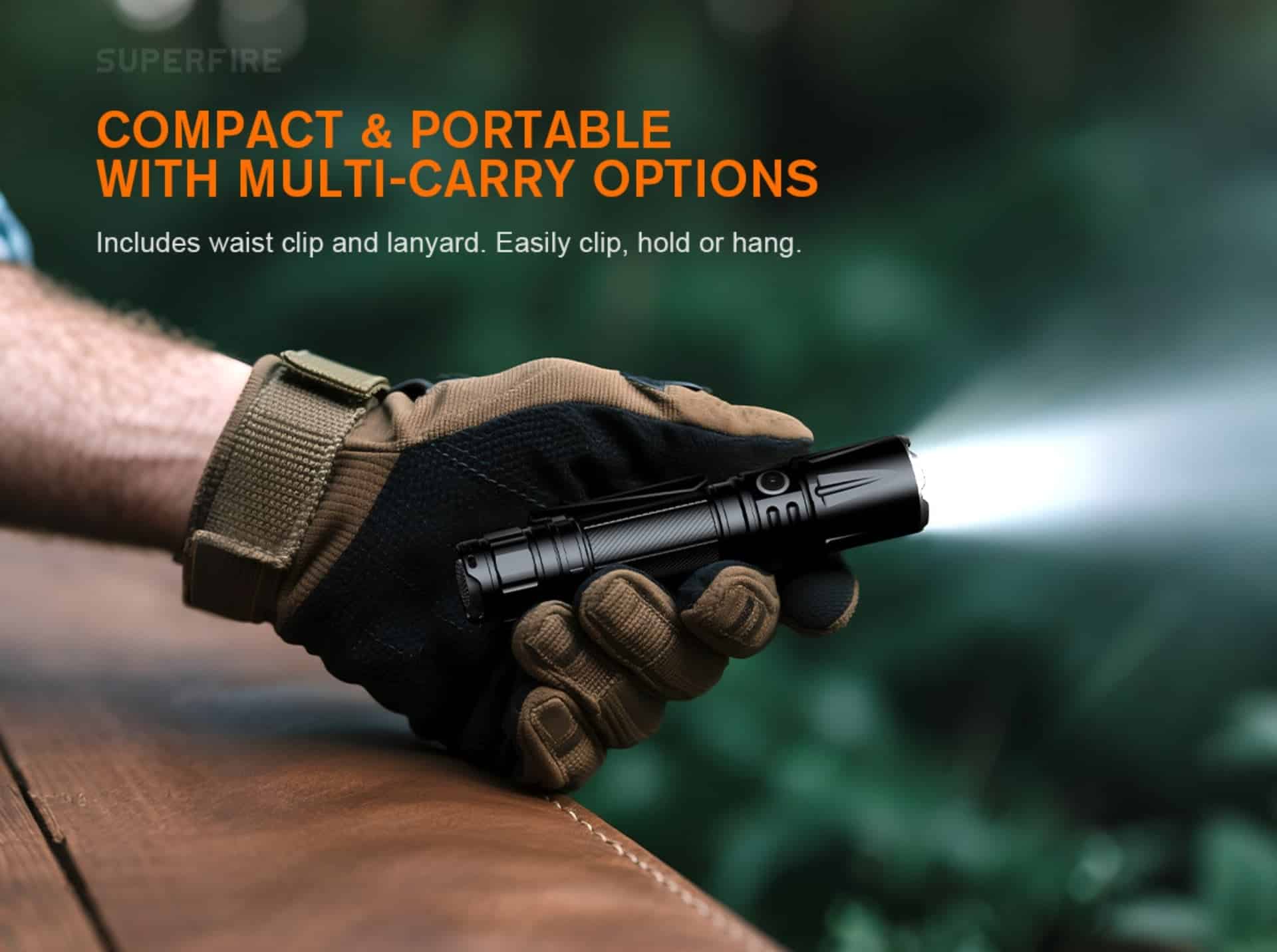 SUPERFIRE TL01 X Tactical Flashlight 1800 Lumens 325M Range 3350mAh Battery USB C Rechargeable 3 The SUPERFIRE TL01-X Tactical Flashlight is a high-performance rechargeable torch designed for users who need strong brightness, fast response control, and dependable durability. With a powerful 1800 lumens output, this flashlight gives a long-reaching beam of up to 325 metres, making it ideal for home security, patrol work, outdoor adventures, camping, blackouts, and emergency situations.