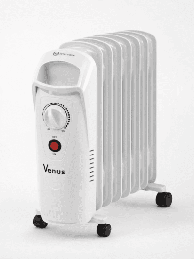 Venus 700W 7-Fin Oil Room Heater for Small Rooms – Quiet Energy Saving Indoor Heater