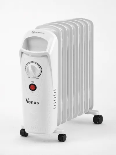 Venus 700W 7-Fin Oil Room Heater for Small Rooms – Quiet Energy Saving Indoor Heater