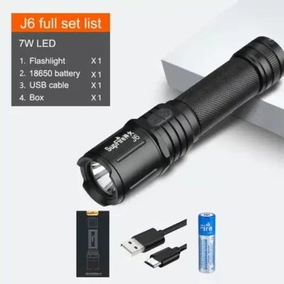 SUPERFIRE J6 Rechargeable Flashlight – 480 Lumens, Type-C Charging, Long Range LED Torch (1)