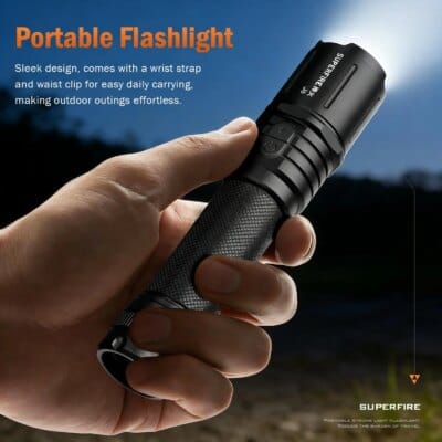 SUPERFIRE J6 Rechargeable Flashlight – 480 Lumens, Type-C Charging, Long Range LED Torch (1)
