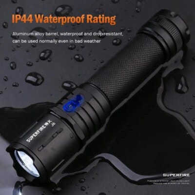 SUPERFIRE J6 Rechargeable Flashlight – 480 Lumens, Type-C Charging, Long Range LED Torch (1)